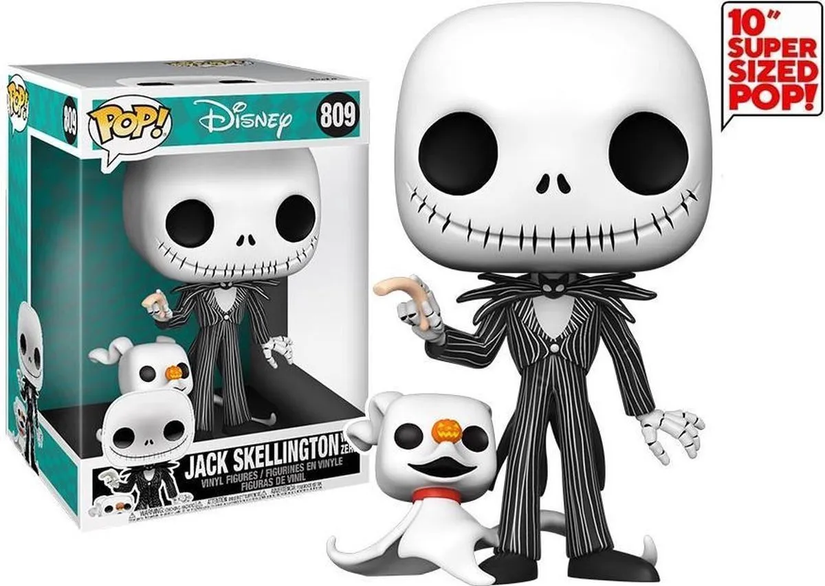 Funko Pop! Disney Jumbo Jack Skellington met Zero - 25cm - Multi
