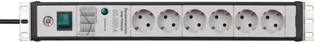 Brennenstuhl Premium-Line 60.000A 6-voudig stekkerdoos - 3m - Zwart/lichtgrijs