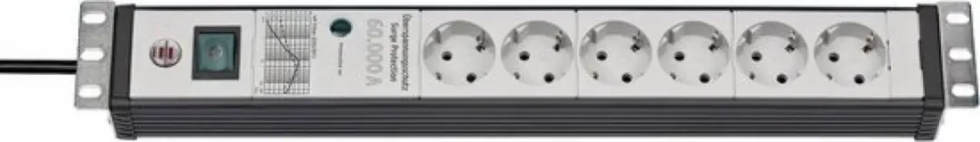 Brennenstuhl Premium-Line 60.000A 6-voudig stekkerdoos - 3m - Zwart/lichtgrijs