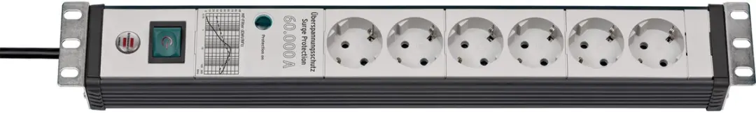 Brennenstuhl Premium-Line 60.000A 6-voudig stekkerdoos - 3m - Zwart/lichtgrijs