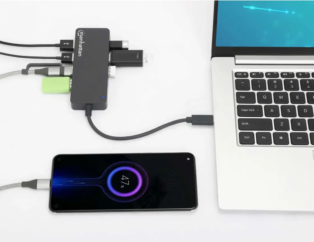 Manhattan 168410 USB-hub 7 Poorten USB 3.0 - Zwart