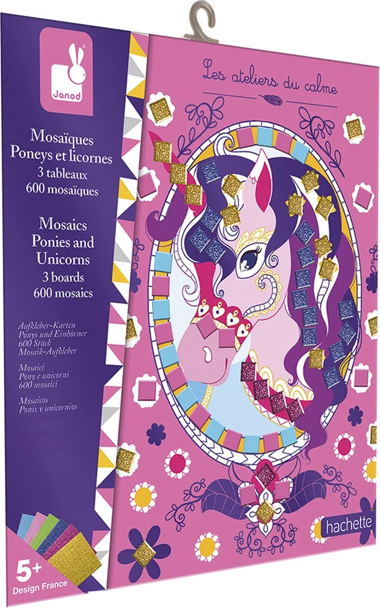 Janod Mozaïek Foamstickers Paarden & Eenhoorns - 3 Afbeeldingen 600 Stuks - Multi