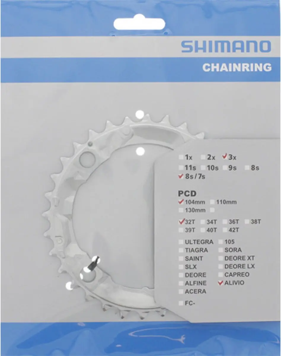 Shimano Kettingblad 32T - 8-Speed - 104mm BCD - Zilver - afbeelding 3 van 3