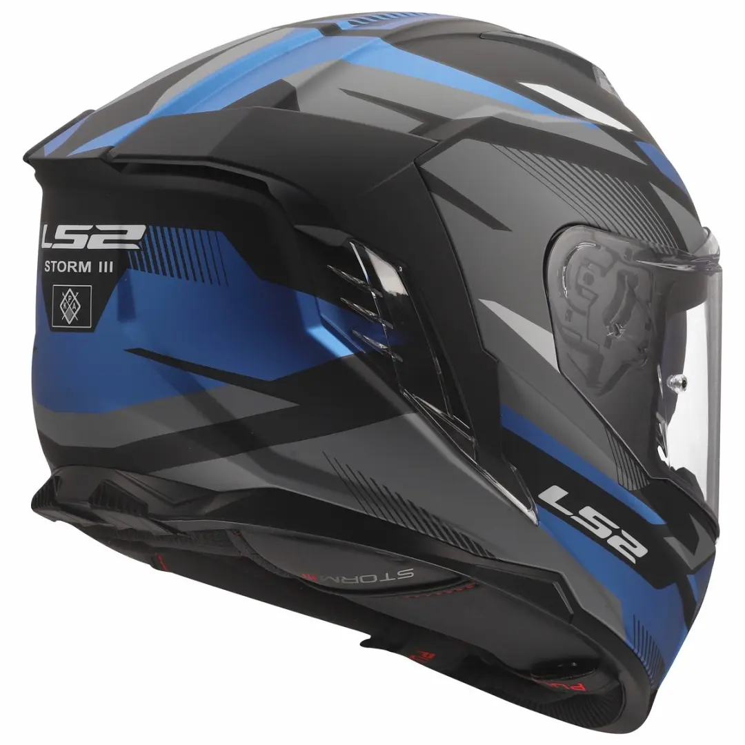 LS2 FF818 Storm III Helm - XXS - Mat Zwart/Blauw
