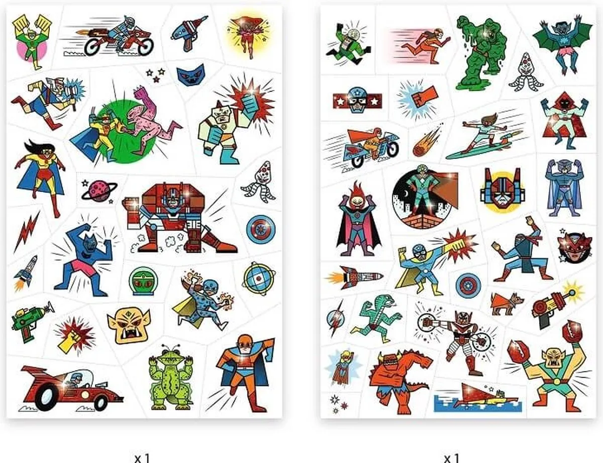 Djeco Huidvriendelijke Tattoos Heroes - 50 Stuks - Multicolor