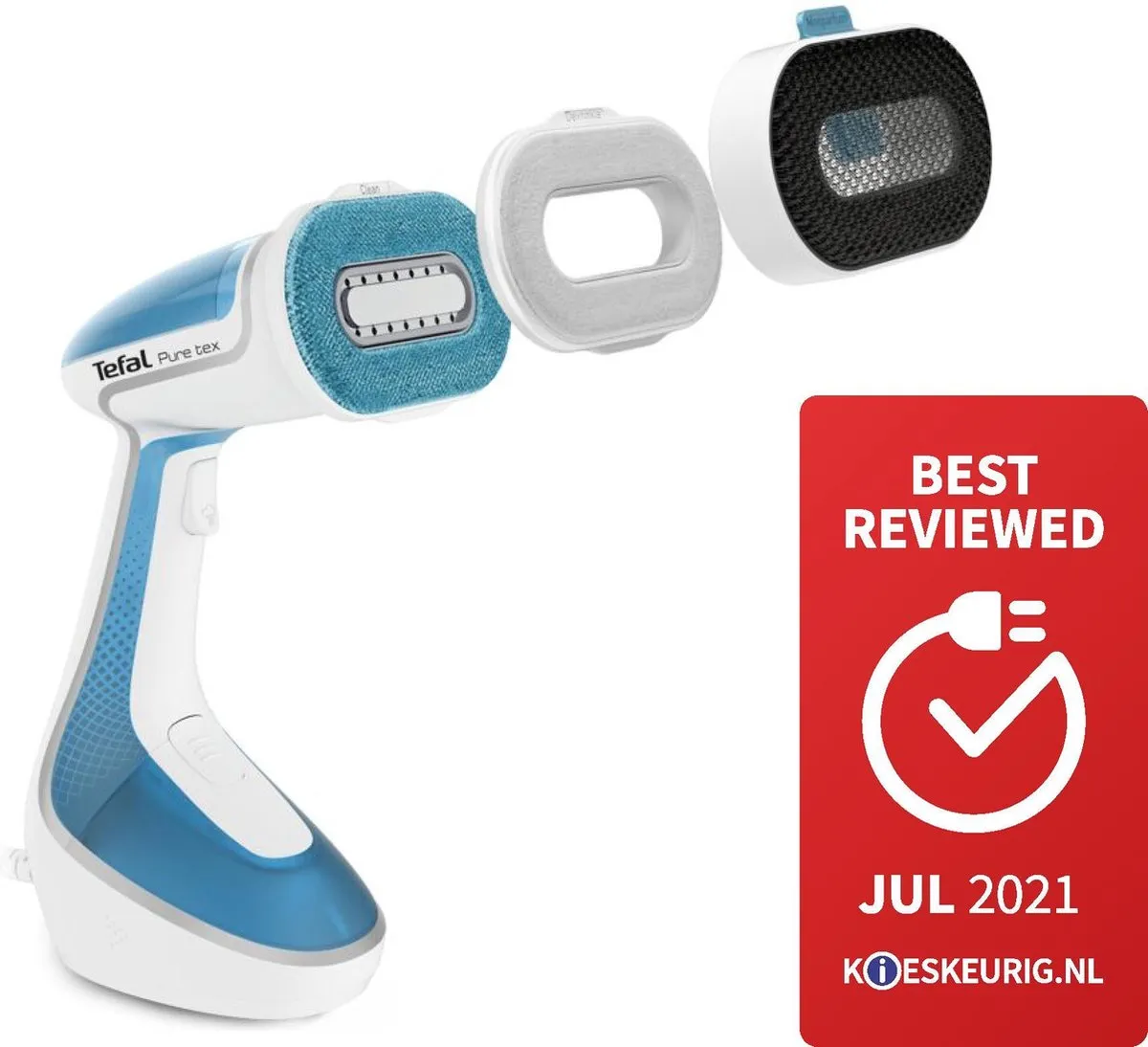 Tefal Pure Tex DT9530 - Kledingstomer - Verwisselbare Opzetstukken - Verfrist - Wit - Handstomer - 1700W