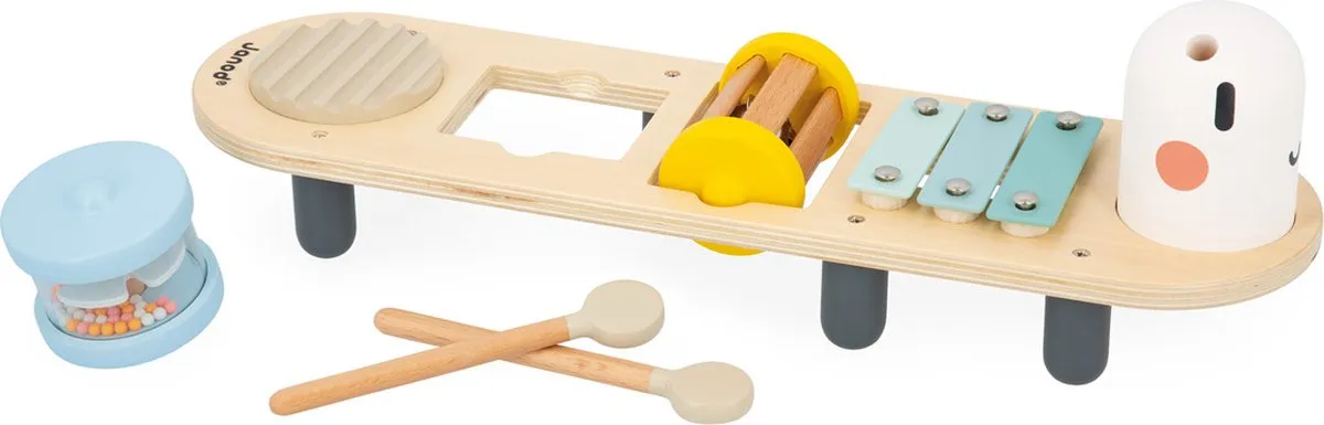 Janod Sweet Cocoon Muziektafel Rups - 5 Geluidsactiviteiten - Multicolor - afbeelding 6 van 6