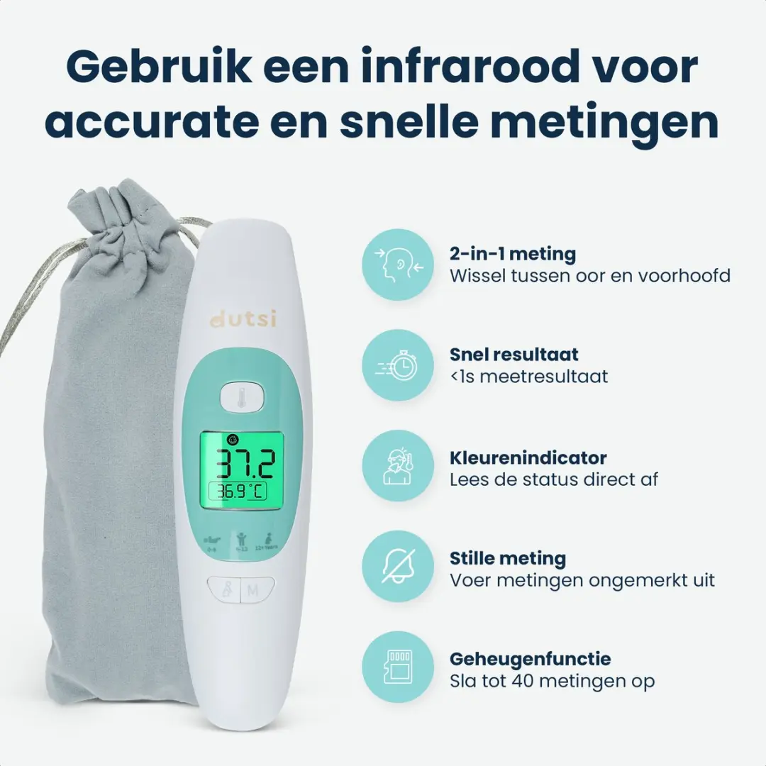 Dutsi DHR-10BR-1 Thermometer - Oor & Voorhoofd - Multicolor