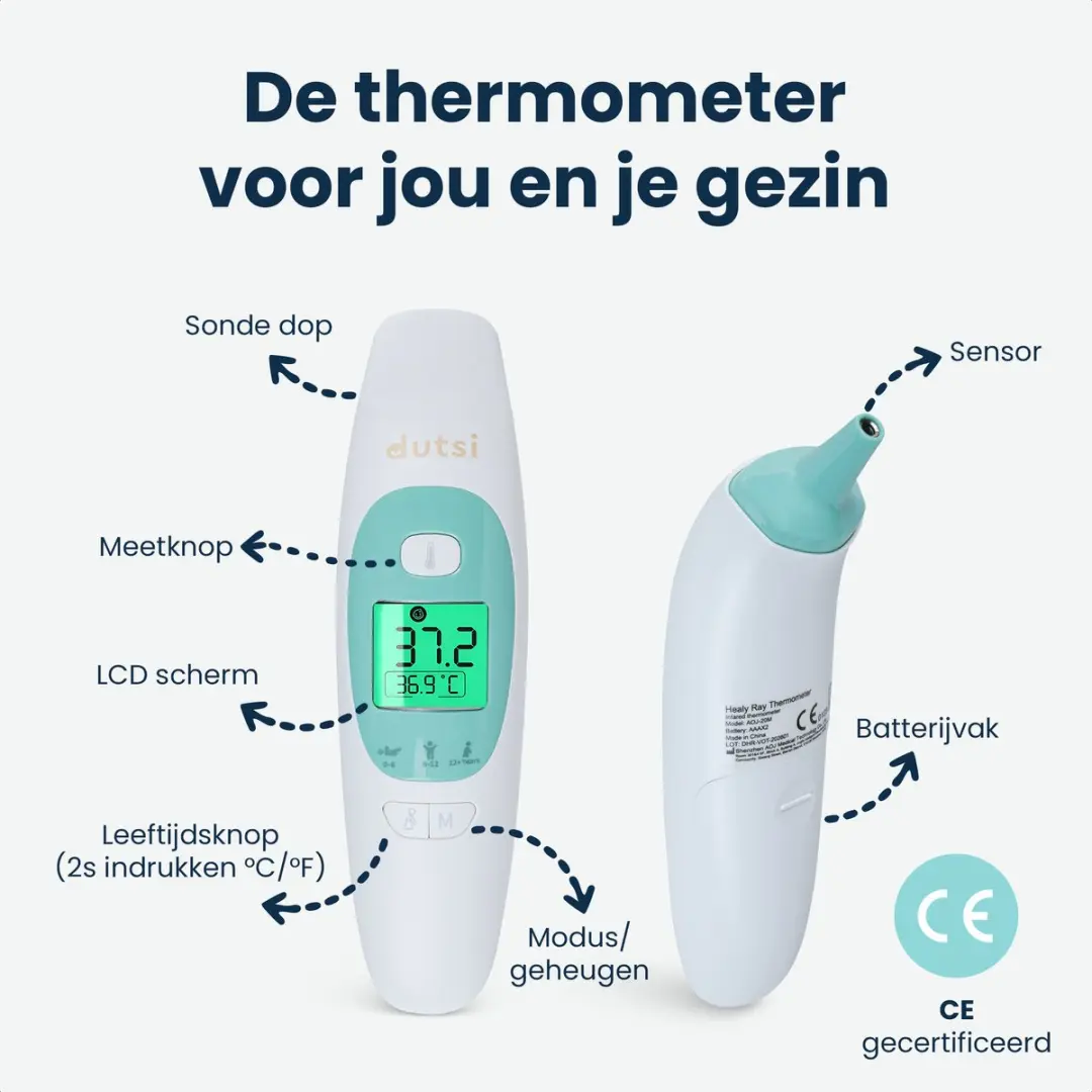 Dutsi DHR-10BR-1 Thermometer - Oor & Voorhoofd - Multicolor