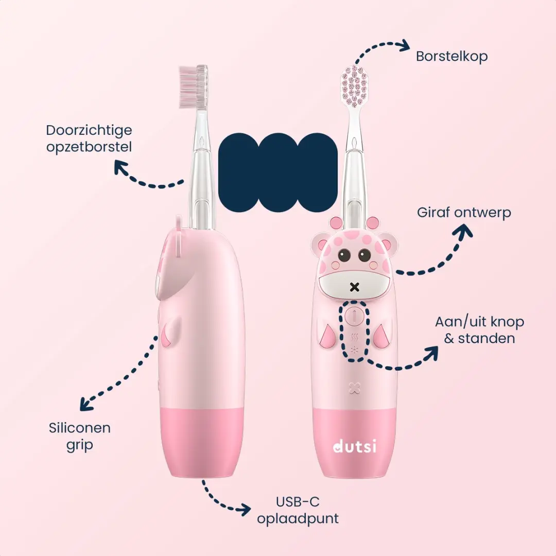 Dutsi Blinky Raf Elektrische Tandenborstel - Roze - 3 Snelheden