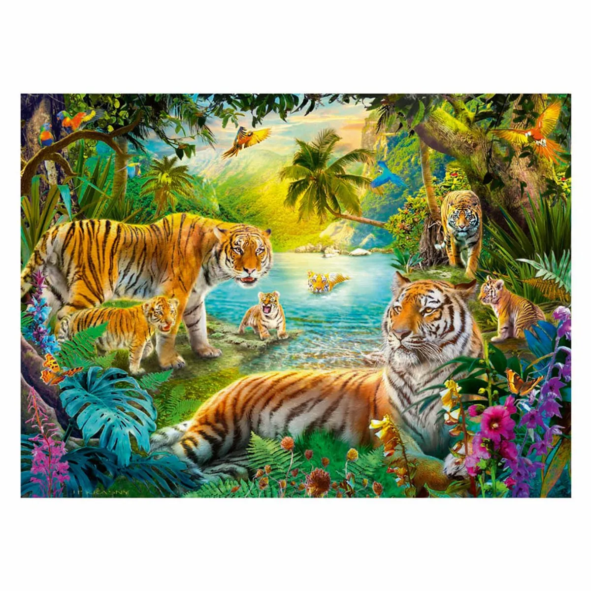 Ravensburger Tijgers in de Oase Puzzel 500 Stuks - Multicolor
