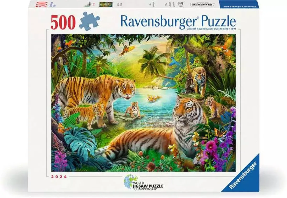 Ravensburger Tijgers in de Oase Puzzel 500 Stuks - Multicolor