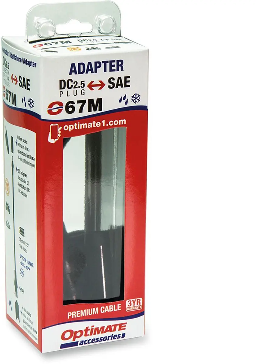 Tecmate Optimate SAE Plug O67-Adapter 12V - o.a. Loodzuur/Li-ion/AGM/Gel