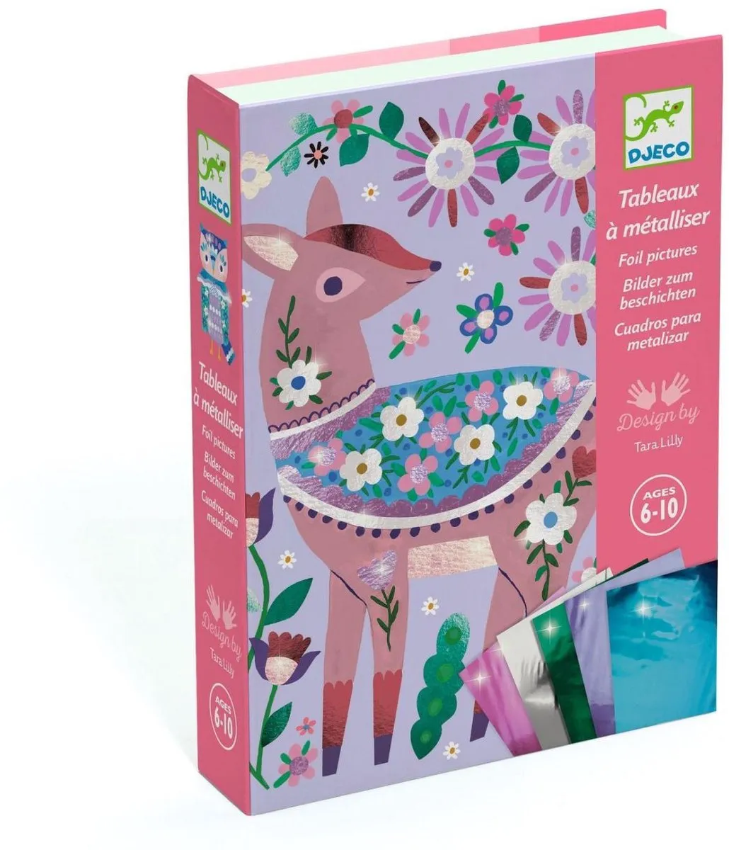 Djeco Pretty Wood Metallic Schilder- en Knutselset Dieren - Meerkleurig