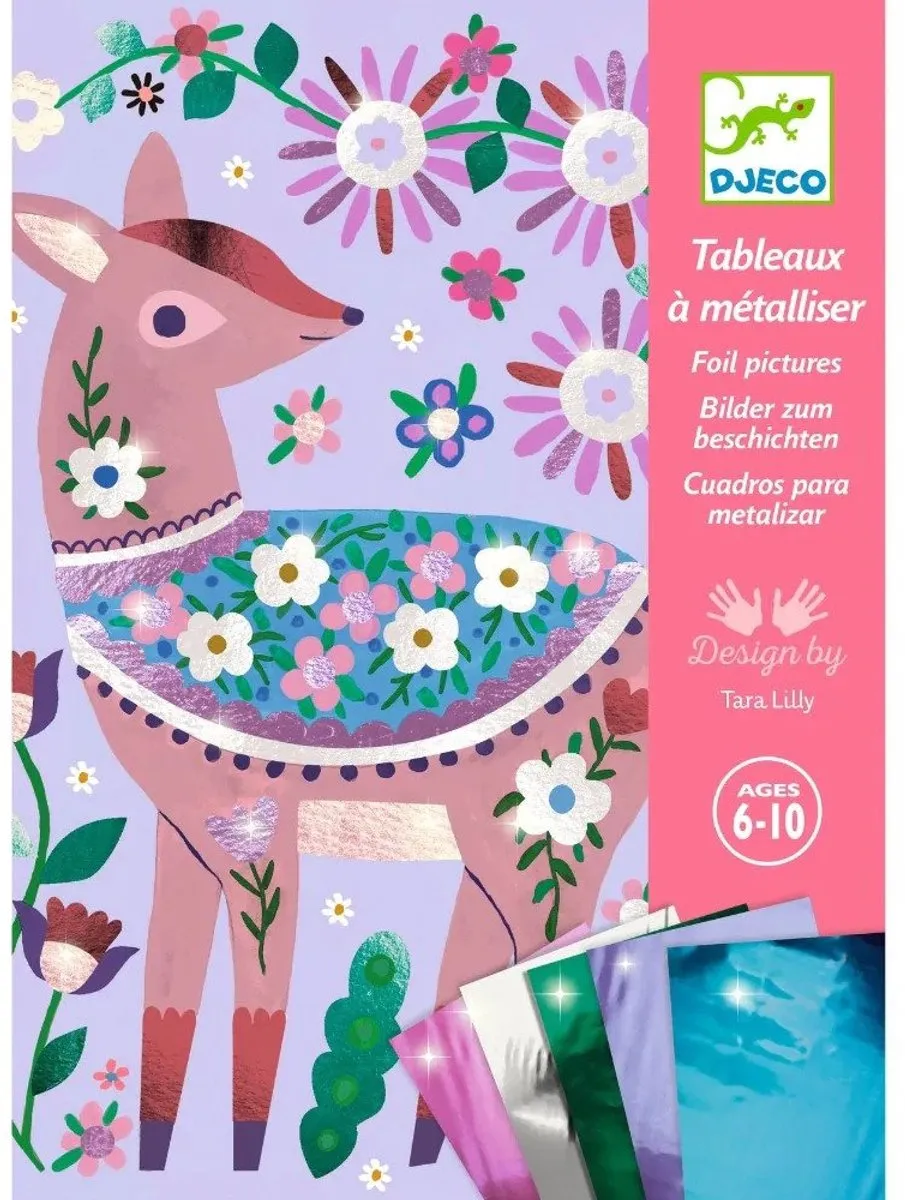 Djeco Pretty Wood Metallic Schilder- en Knutselset Dieren - Meerkleurig - afbeelding 6 van 6