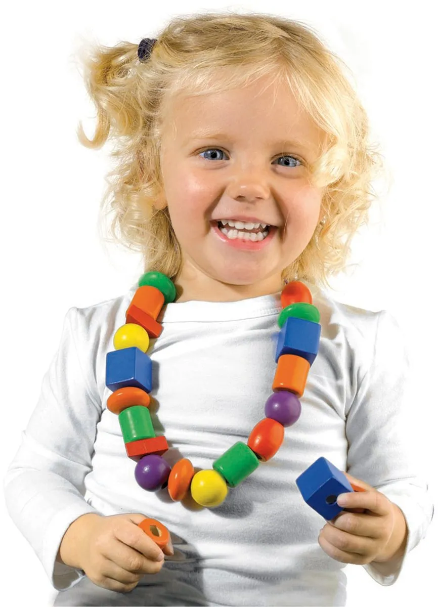SES Creative Ik Leer Rijgen Montessori Speelgoed - 18 Houten Kralen