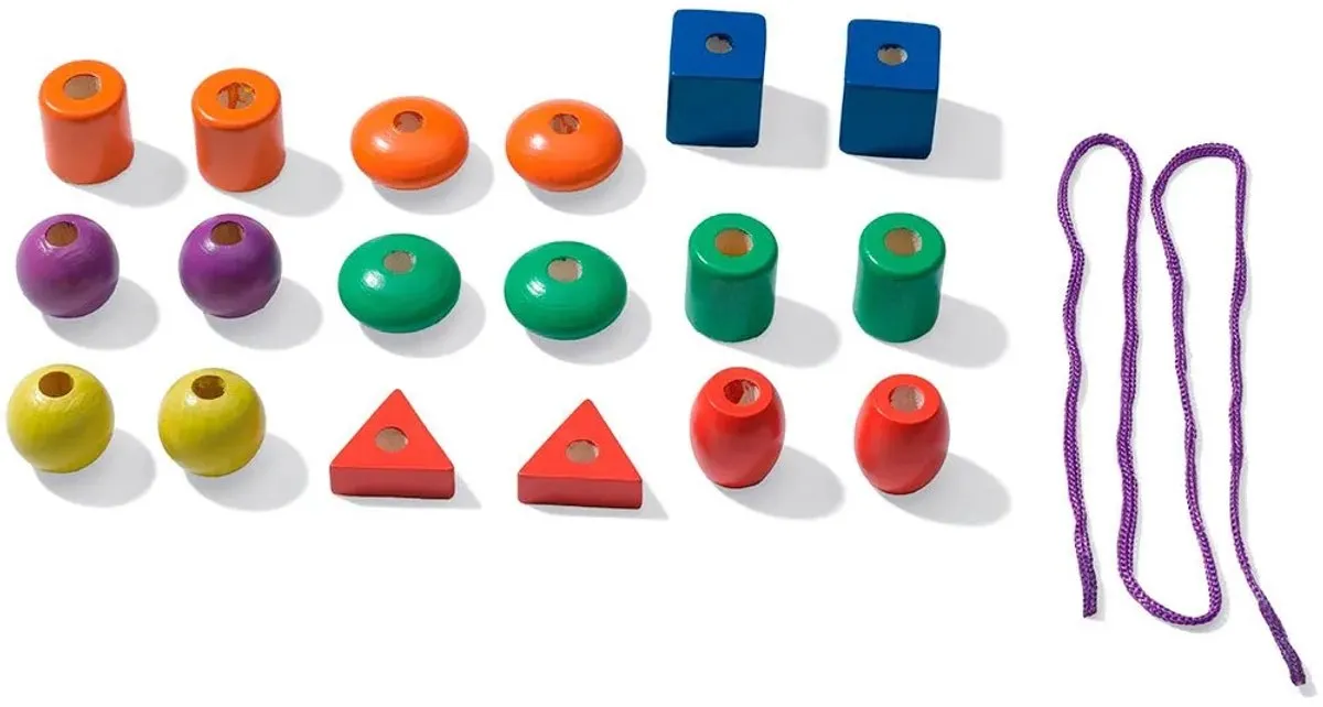 SES Creative Ik Leer Rijgen Montessori Speelgoed - 18 Houten Kralen