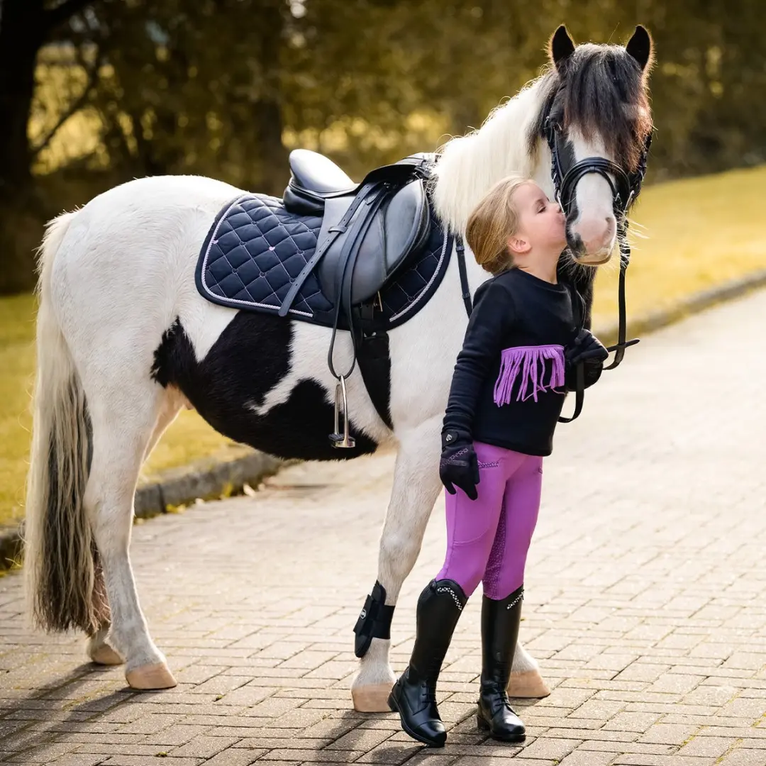 QHP Lize Kinderrijhandschoenen XXS - Zwart/Paars - afbeelding 5 van 5