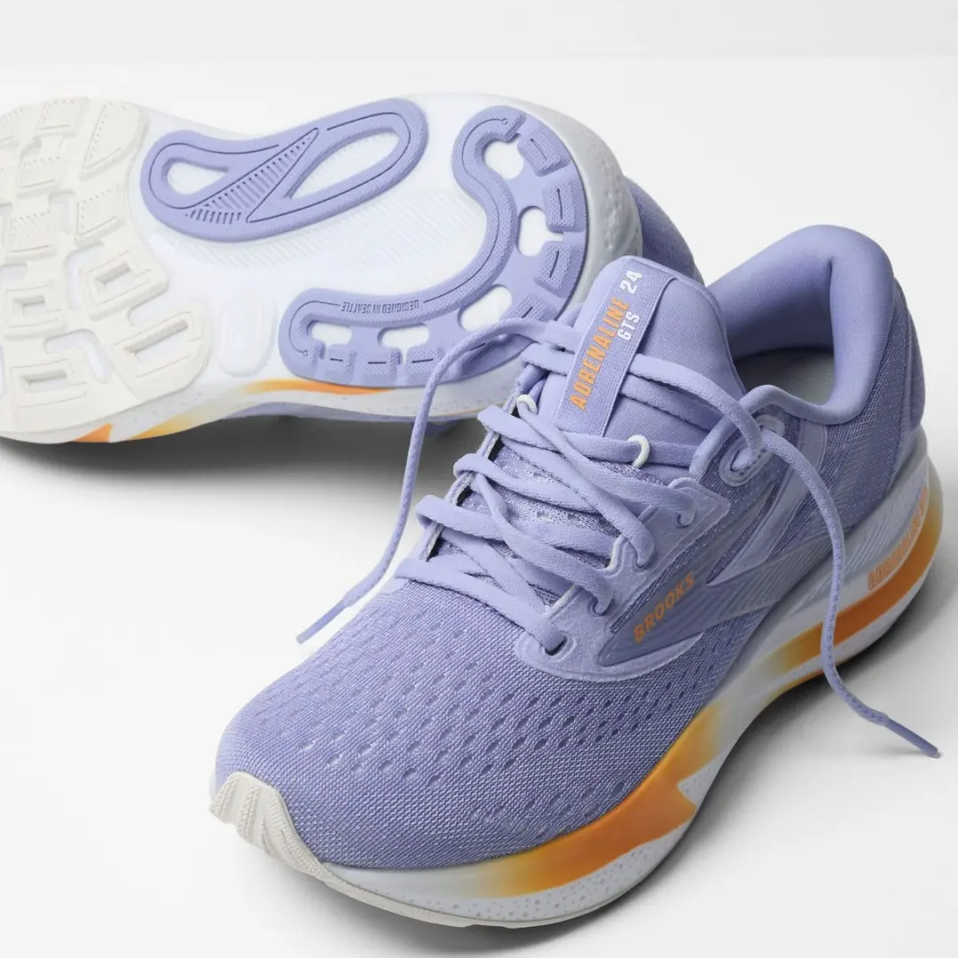 Brooks Adrenaline GTS 24 Hardloopschoenen Dames - 38.5 - Lila/Orange - afbeelding 5 van 6