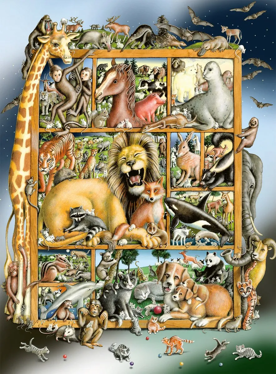 Ravensburger puzzel Dieren collage - Legpuzzel - 100 XXL stukjes