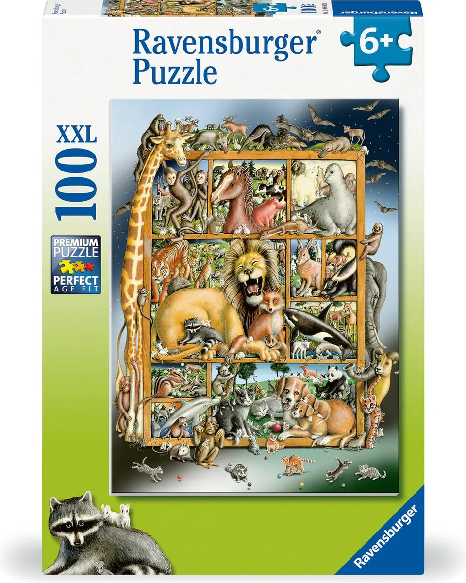 Ravensburger puzzel Dieren collage - Legpuzzel - 100 XXL stukjes