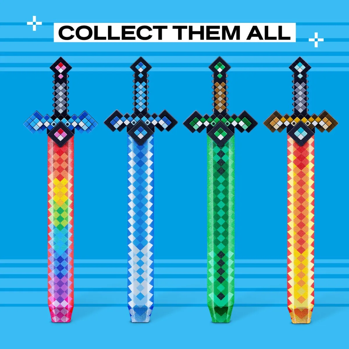 XSHOT Role Play Pixel Sword - 4 Stuks - Multicolor