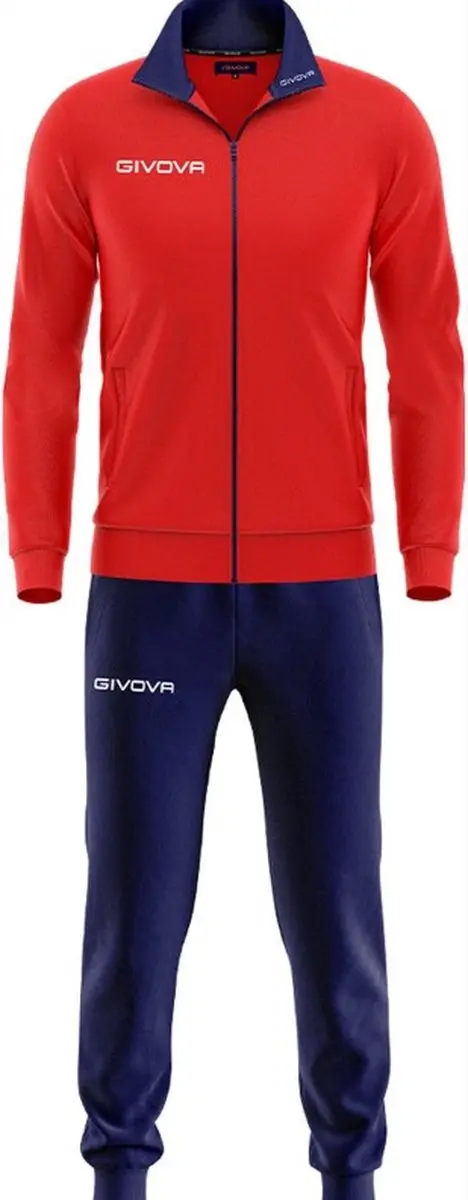 Givova Italiaanse sport merk trainingspak voor heren in kleur Blauw/Rood