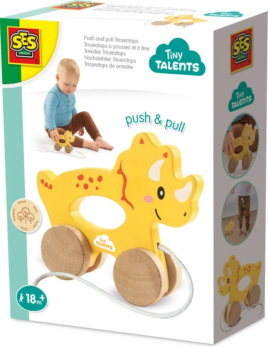 SES Creative Tiny Talents Triceratops Houten Speelgoed - 2-in-1