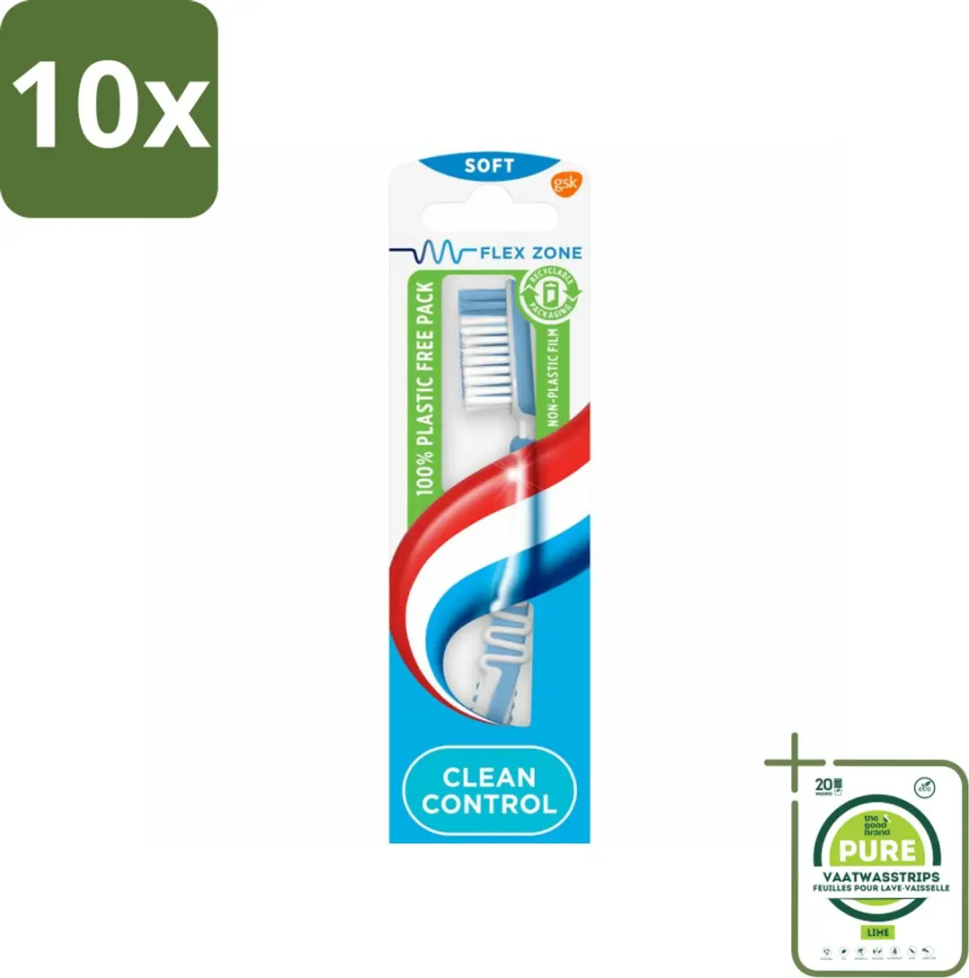 10 x Aquafresh Tandenborstel Clean Control Soft