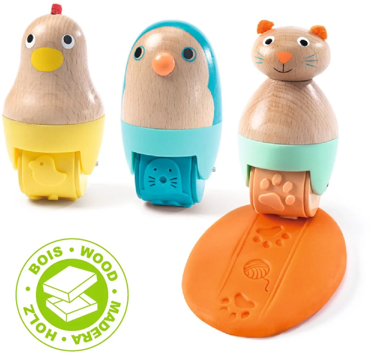 Djeco Creatief Boetseerklei Dierenrollen - Multicolor - 3 Stuks