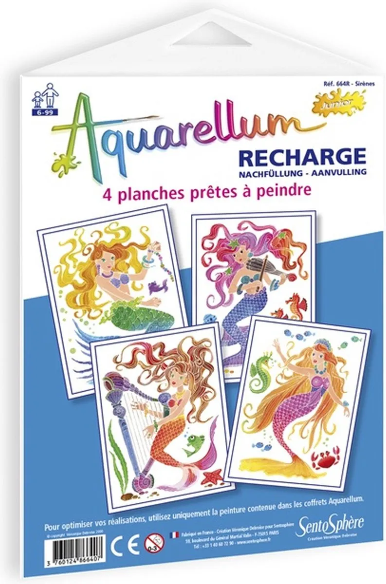 Asmodee Aquarellum Junior Navulling Zeemeerminnen - 3 Stuks