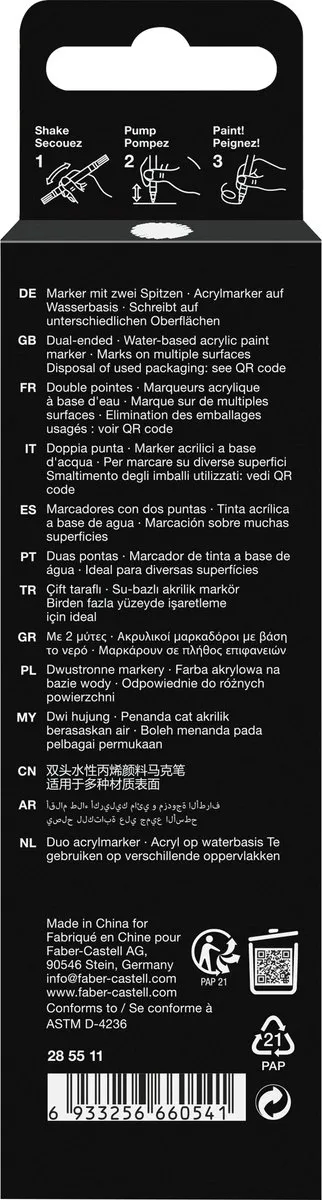 Faber-Castell acrylmarker - Black Edition - Shake & Paint - 1x wit - FC-285511