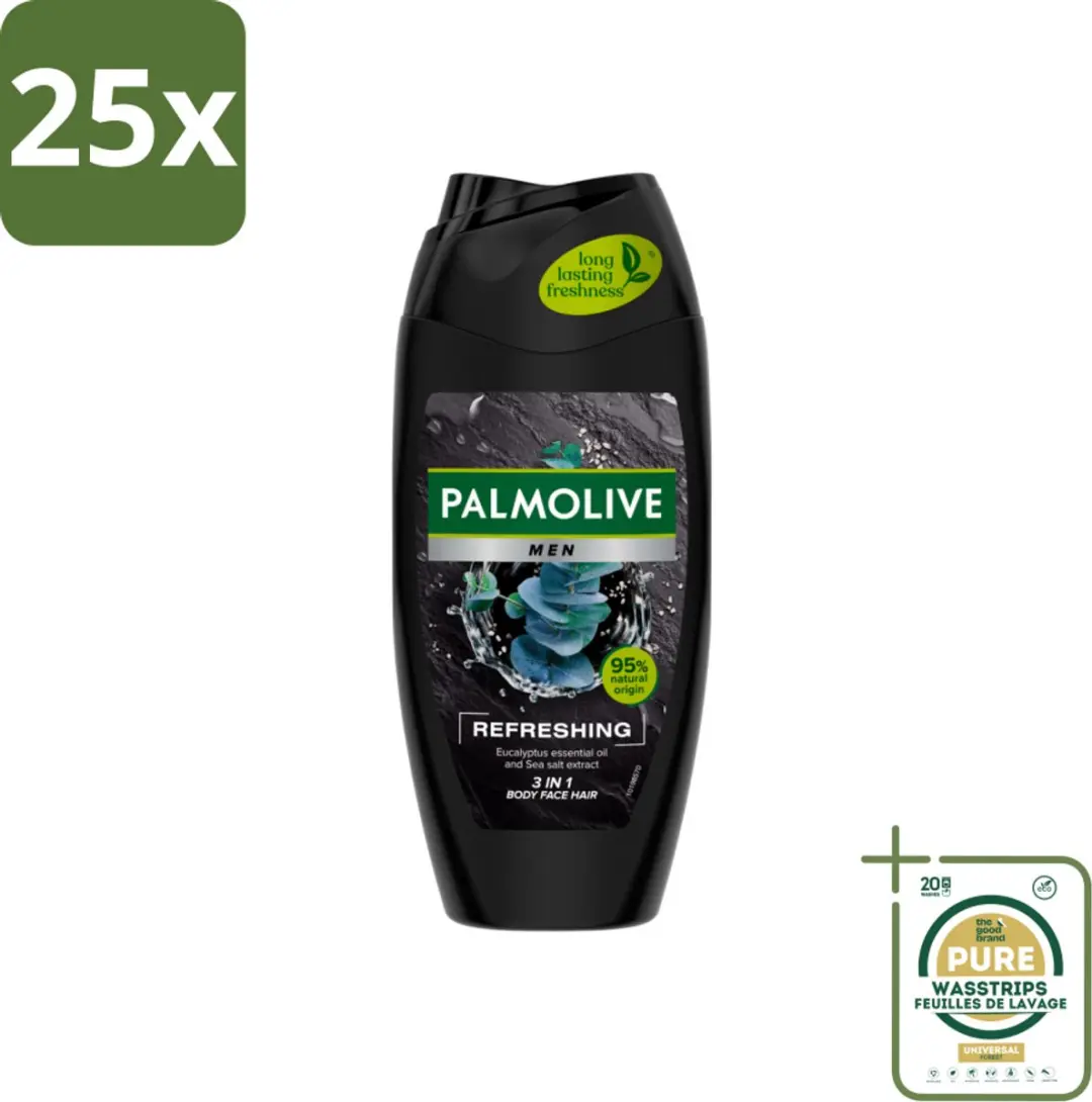 25 x Palmolive Men 3-in-1 Body Face Hair Refreshing Etherische Eucalyptusolie Ze