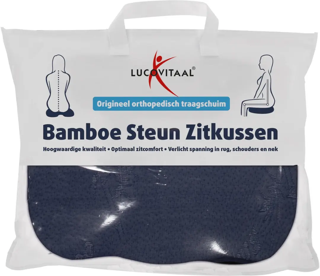 Lucovitaal Bamboe Steun Zitkussen - Blauw - afbeelding 2 van 4