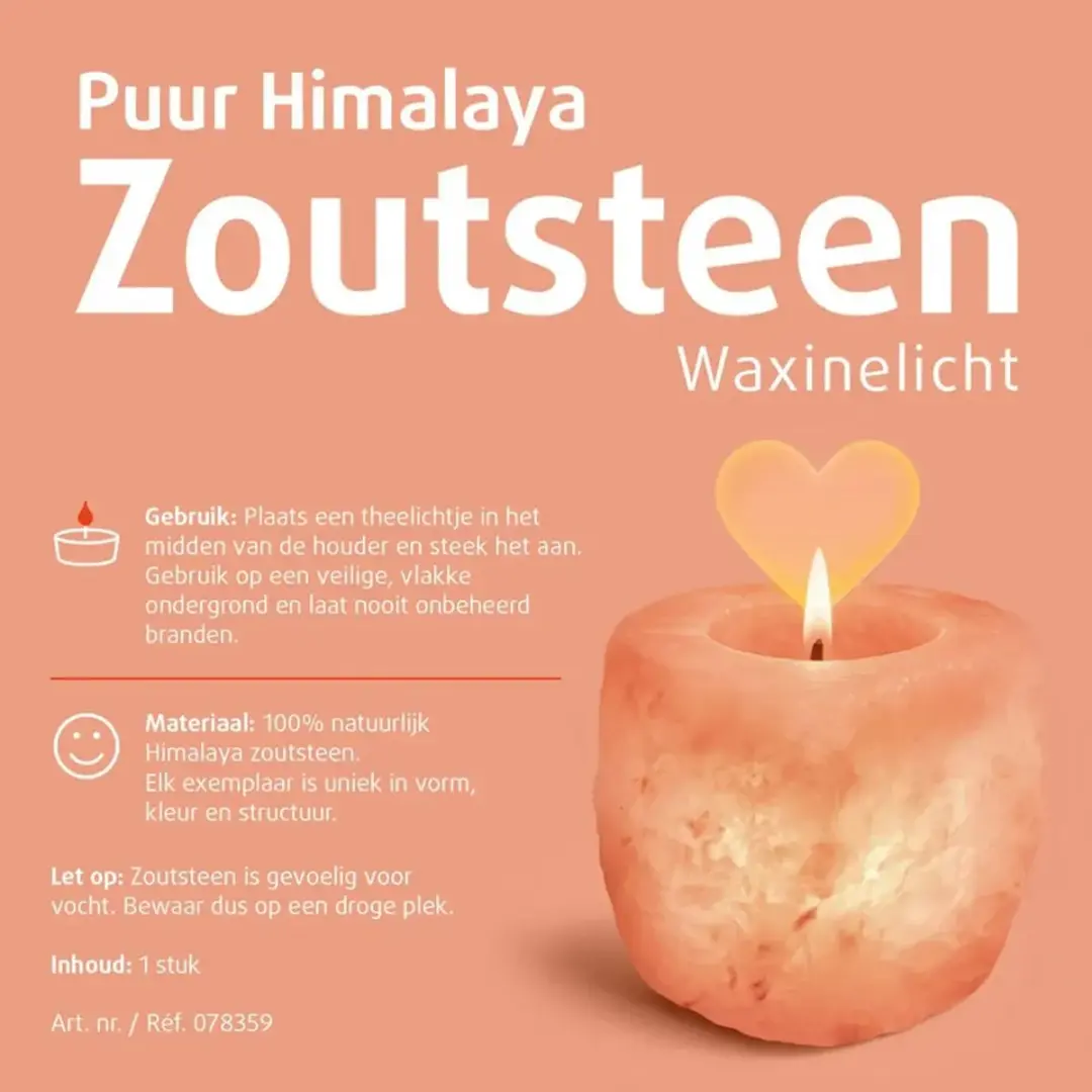 Lucovitaal Puur Himalaya Zoutsteen Waxinelicht - Roze