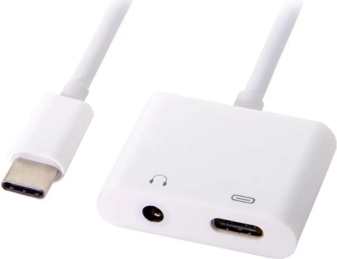 Selected Witte USB-C naar USB-C + Audio Jack Adapter 60W
