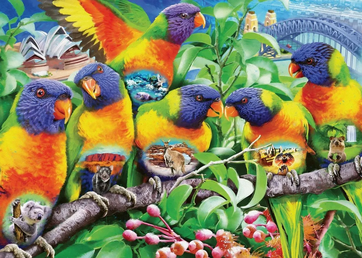 Ravensburger Land van de Lorikeets Legpuzzel 1000 Stuks - Multicolor