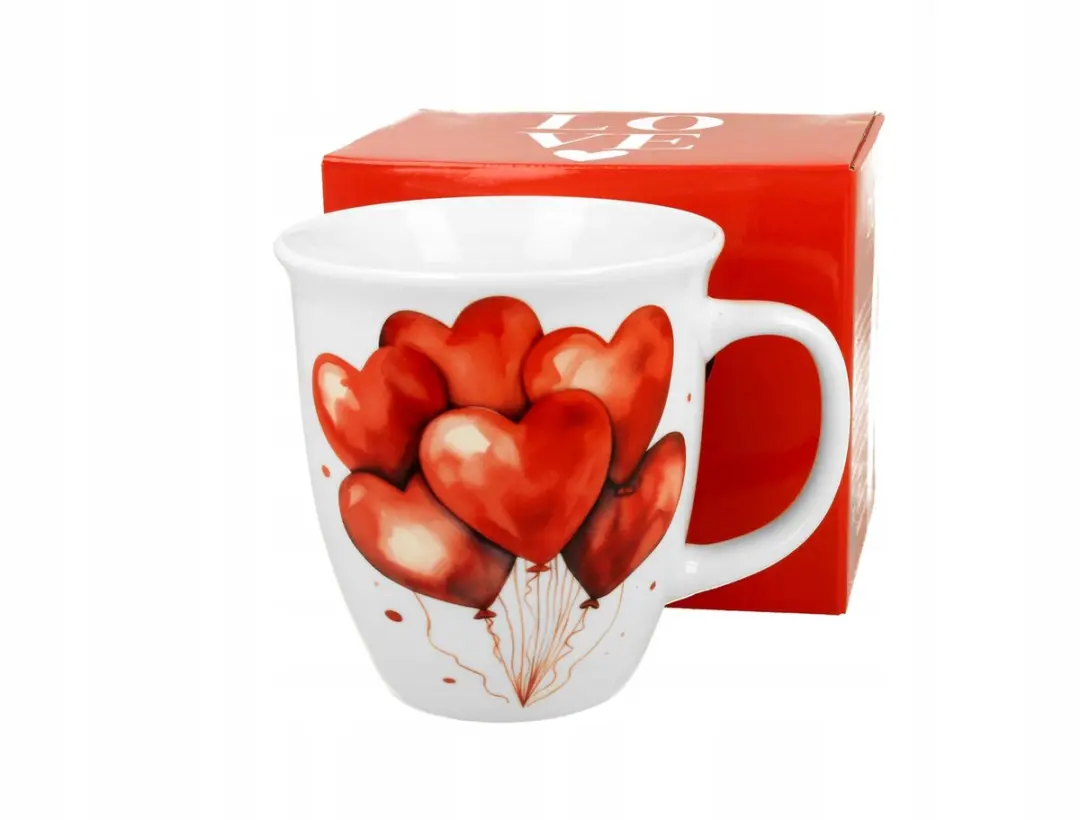 Grote Porseleinen Mok 650 ml met romantisch Hartjes dessin