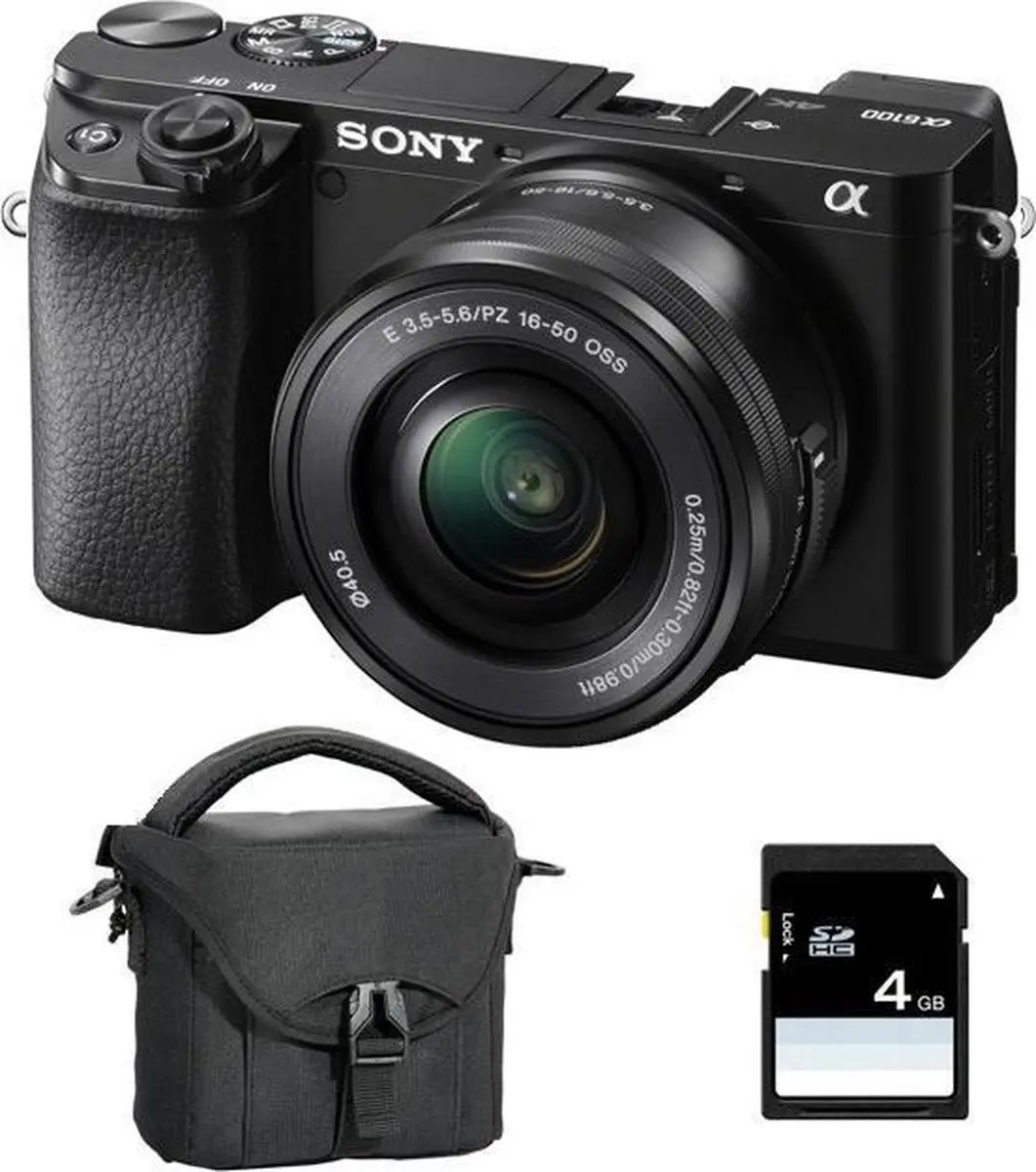 SONY ALPHA 6100 SCHWARZ + 16-50mm Objektiv + Tasche + 8GB SD-Karte