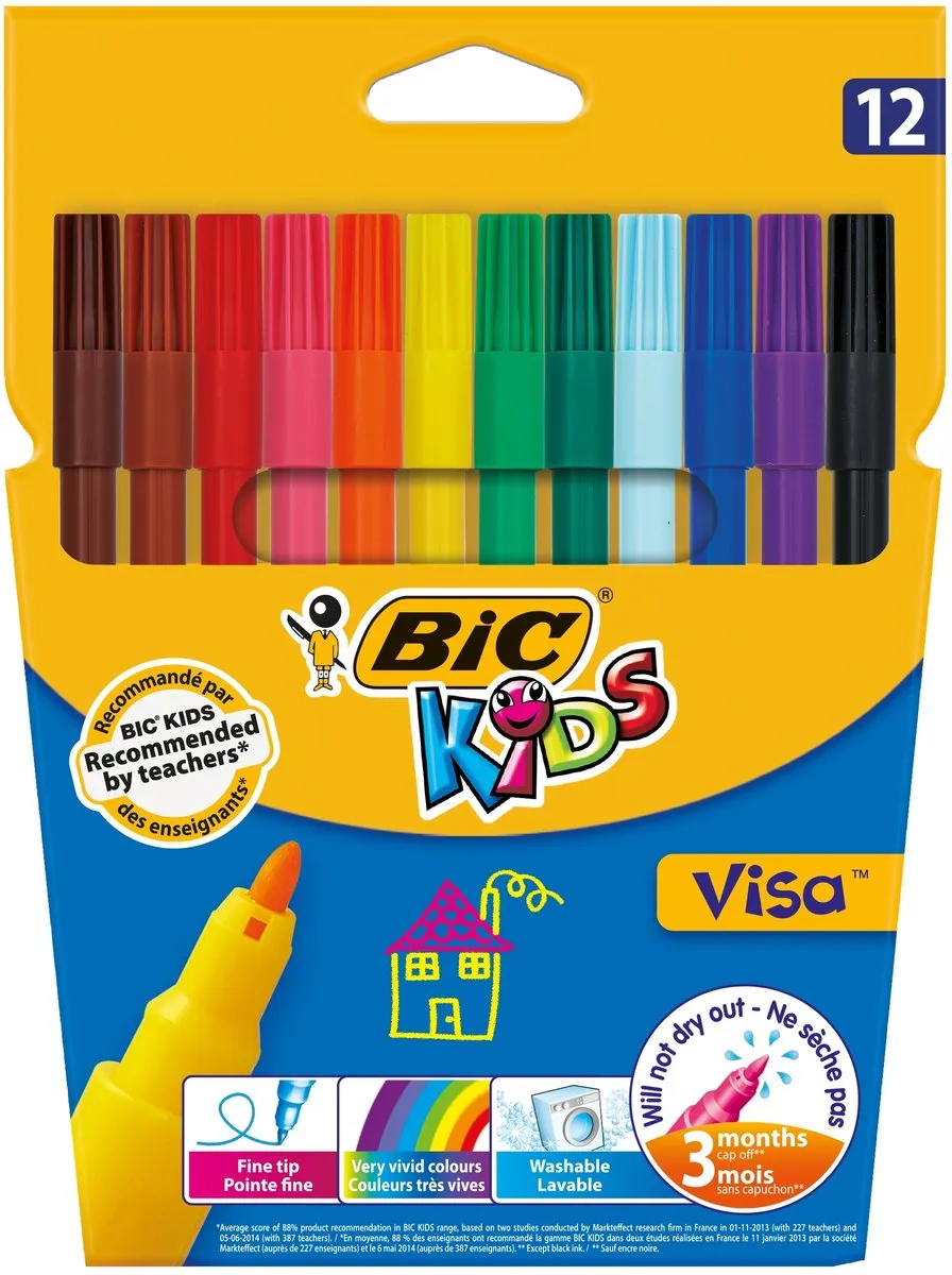Bic Kids Wasbare Stiften - 12 Kleuren Multicolor - afbeelding 2 van 3