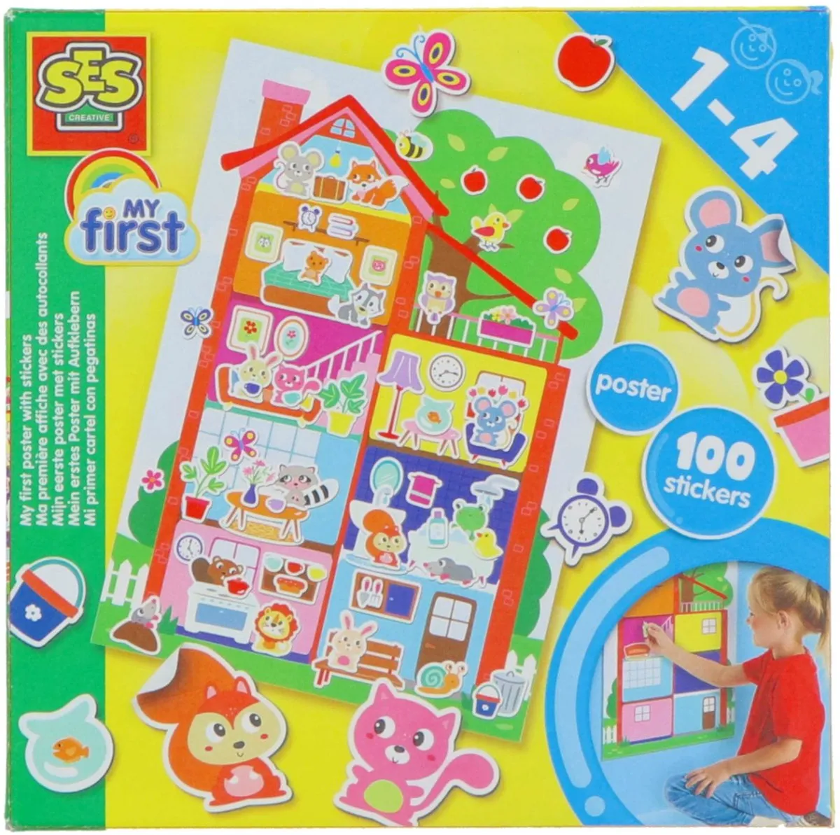 SES Creative Mijn Eerste Posterhuis 49,5x35cm - 100 Stickers Multicolor