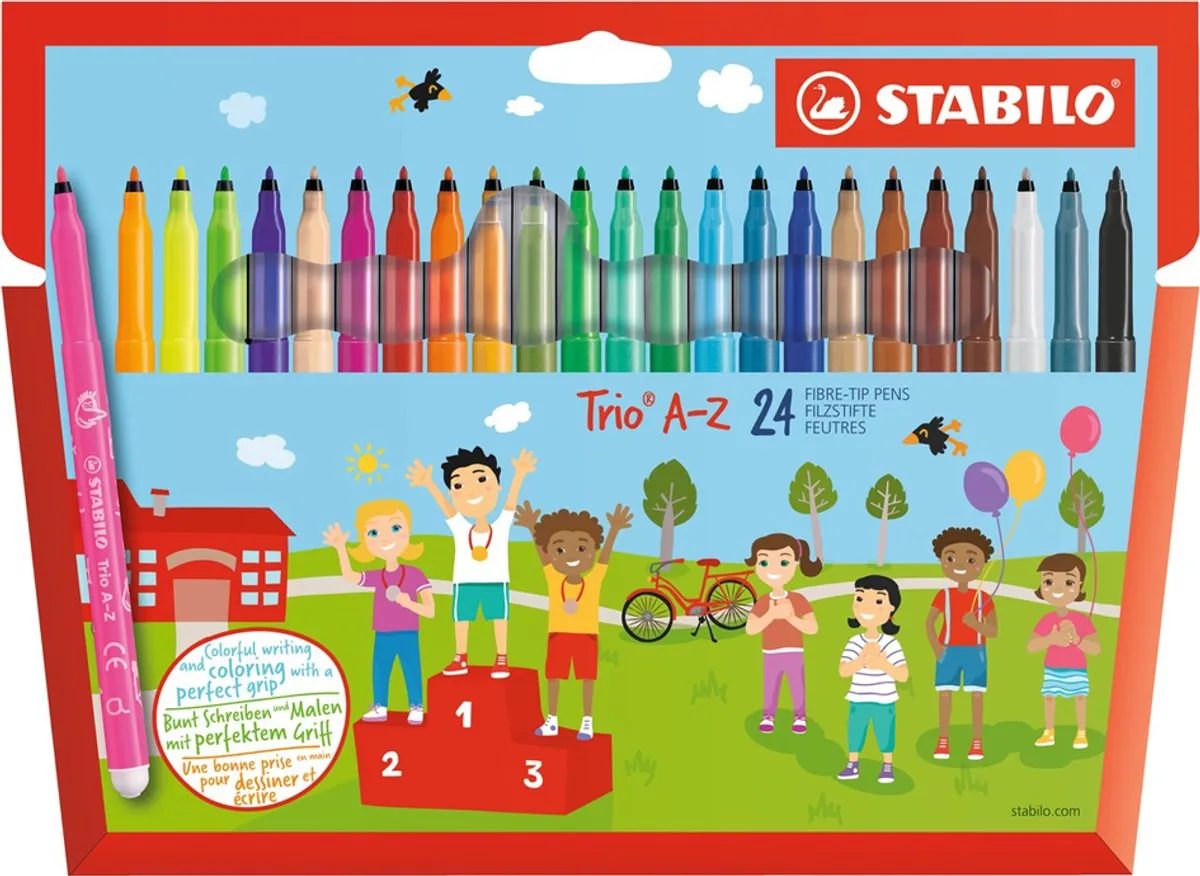 STABILO Trio A-Z Viltstiften - 18 Stuks - Meerkleurig