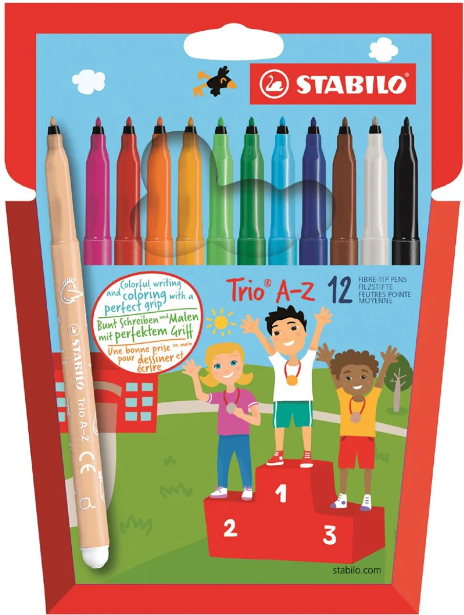 STABILO Trio A-Z Viltstiften - 18 Stuks - Meerkleurig