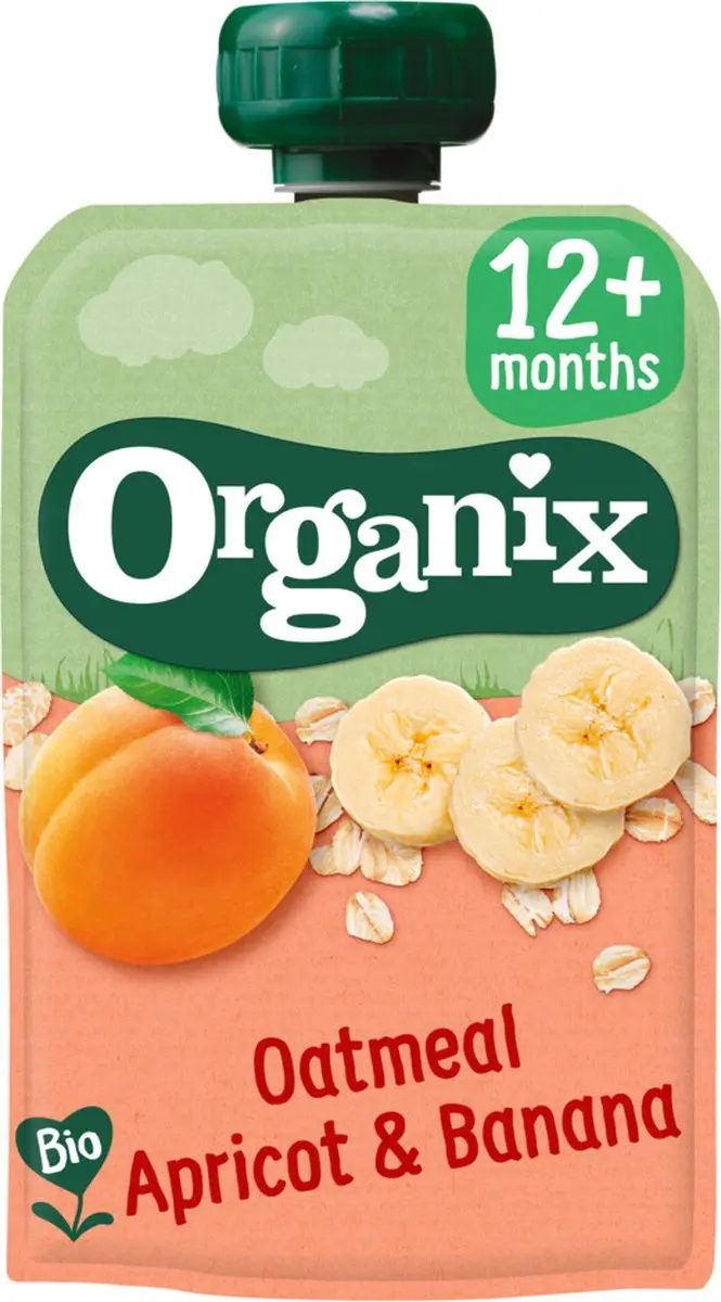 Organix Knijpfruit Havermout Abrikoos & Banaan 100g