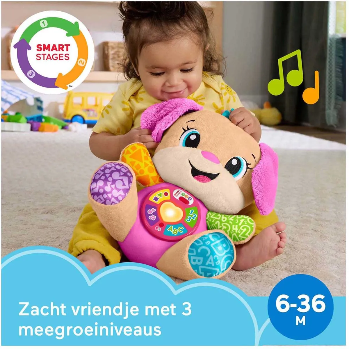 Fisher Price Leerplezier Zusje Roze Muzikale Knuffel - afbeelding 6 van 6