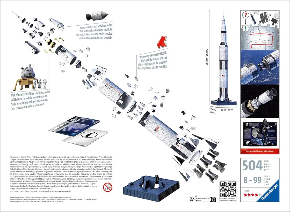 Ravensburger Apollo Saturn V Rocket - 3D Puzzel - 440 stukjes