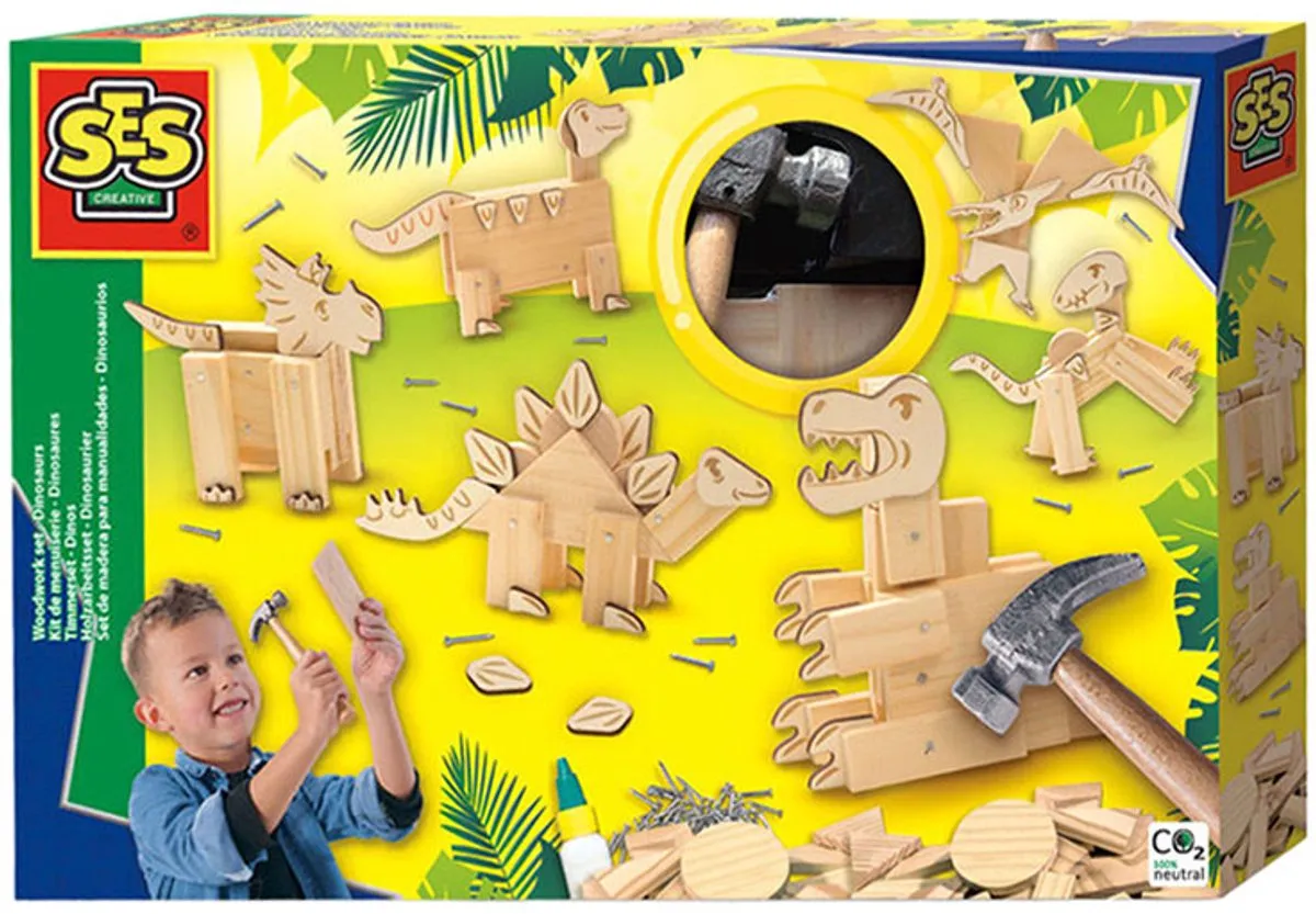 SES Creative Dinosaurus Timmerset - 3 Stuks - Montessori Speelgoed
