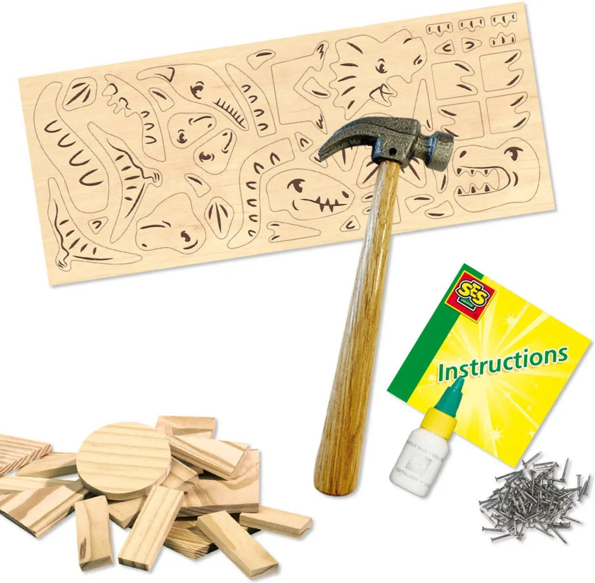 SES Creative Dinosaurus Timmerset - 3 Stuks - Montessori Speelgoed