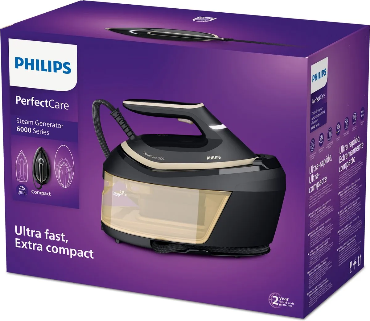 Philips PerfectCare 6000 PSG6064/80 Stoomgenerator 1.8L - Goud/Zwart