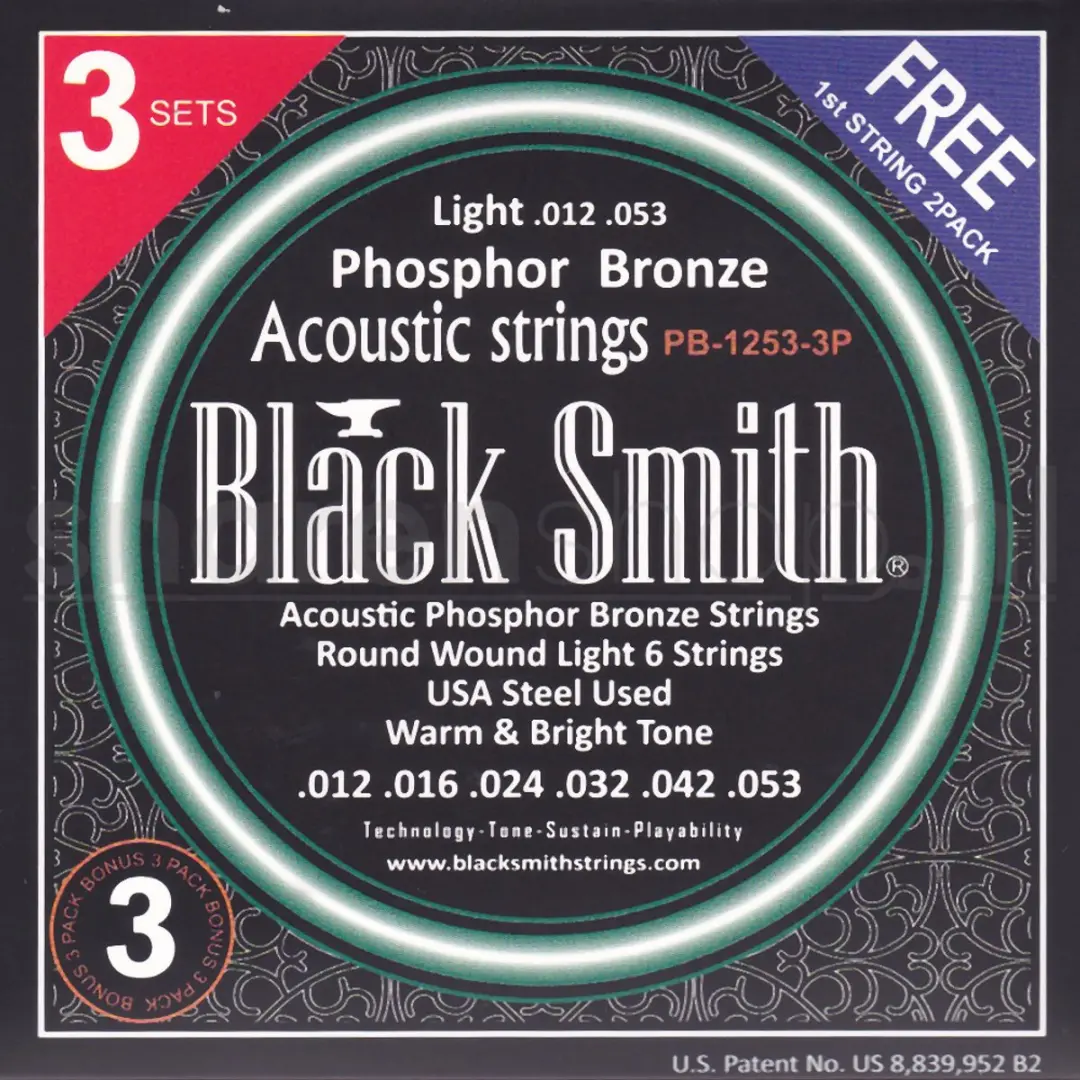 Blacksmith PB-1253-3P Snaren Akoestische Gitaar 12-54